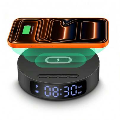 Wireless Charging Station With Digital Alarm Clock for Bedroom, Bedside, Desk, Office, Multifunktionale Schnellladestation kompatibel mit iPhone 17/16/15/14/13/12 kompatibel mit Samsung Galaxy S26/S25/S24/S23/S22/S21/S20/Galaxy Buds