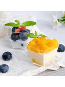 20/50个装透明迷你甜点杯 - 可重复使用的慕斯/冰淇淋/蛋糕开胃菜杯，一次性品尝杯，适用于派对、婚礼、生日等场合 - 彩色 - 查看 1