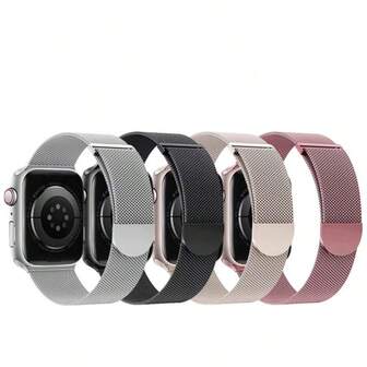 Compatible With Apple Watch Bands For Apple Watch Series 1-11 / Ultra 3 / SE 3 Milanese Loop Double-Link Round Tail Mesh Strap