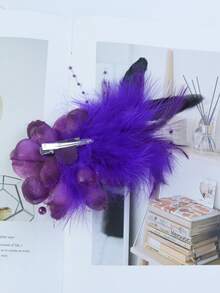 1pc Vintage Handmade Feather Flower Brooch Pin, Elegant & Versatile For Women's Daily And Evening Wear - Feather Flower - View 8