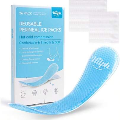 AWYYperineal Ice Packs For Postpartum Hemorrhoid Pain Relief Reusable 2 Perineal Cooling Pads With 24Pcs Disposable Sleeves For Women After Pregnancy And Delivery Essentials Postpartum Care
