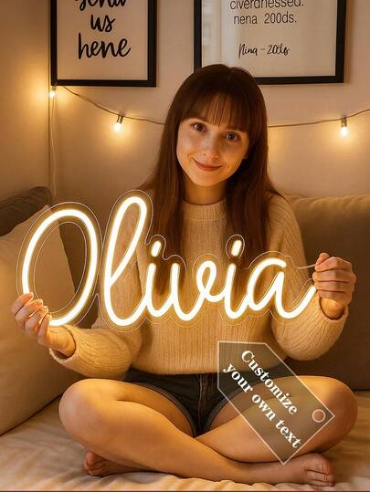 Customized Neon Name Sign, Wedding Decor, Neon Name Light, Kids LED Neon Light, Personalized Gift, Bedroom Decor, Home Decor USB LED Lamp, Birthday Gift, Nursery Sign, Nursery Letters, Kids Room Decor, Unique Ideal Gift For Men Or Women, Children's Day, Father's Day, Graduation, Wedding, Housewarming, Living Room, Bedroom, Office, Tea Room, Home, Bathroom