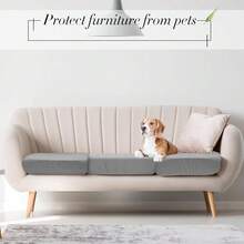 Newwiee 8Pcs Patio Cushion Covers Stretch Outdoor Cushion Cover Replacement For Patio Furniture Sofa Couch Slipcovers, Soft Flexibility Washable Furniture Protector(Waterproof Pure,Light Grey),One-Size,LightGreyWaterproofPure - 淺灰色防水純淨 - 查看 7