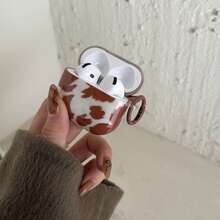 Cow Pattern Cute Brown Cow Print Earphone Case Compatible With AirPods4/AirPodsPro3/AirPodsPro2/AirPods2, Minimalist & Fashionable Earphone Case For Women, Apple Earphone Case/Cover - Brown - View 3