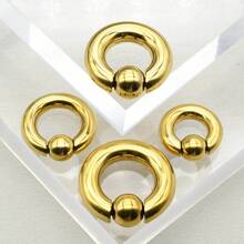 1 szt. Złoty pierścień PVD ze stali chirurgicznej PA, duży rozmiar, pierścienie z koralikami sprężynowymi, kulki BCR do przekłuwania nosa, kolczyki do przegrody nosowej dla mężczyzn i kobiet, biżuteria do ciała, 00G, 0G, 2G, 4G, 6G, 8G, 10G, 12G, średnica 10-22 mm