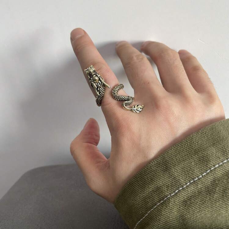 Cigarette Holder Ring Hipster Smoking Ring Cigarette Holder Creative Gift Jewelry Ring Domineering Dragon-Shaped Ring Cigarette Holder - Gold - View 2