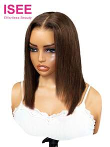 Tóc giả ISEE HAIR màu nâu sô cô la thẳng, chất liệu tóc thật, kiểu ren 9x6, độ dày 180%, không cần keo dán, phù hợp cho người mới bắt đầu, đã được tỉa sẵn, cắt sẵn, chiều dài 10-16 inch, dành cho nữ. - S4 - Xem 5