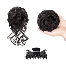 Deep Brown Messy Bun Hair Clip, Suitable For Updo, Wavy Curly Hairstyle, Fluffy Messy Bun Hair Piece - Coffee Brown - View 14