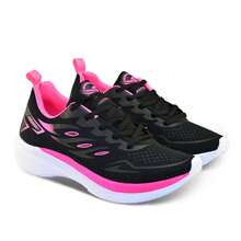 Women's Comfortable Athletic Shoes Kit + Modern Square Digital Watch For Workouts - Đen/Hồng - Xem 3