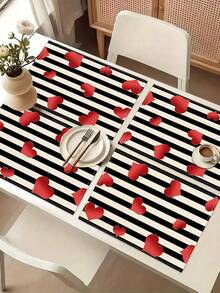 1pc Valentine's Day Pattern Table Runner/Placemat, Suitable For Holidays, Parties, Birthdays, Dinners, Kitchen & Dining Room Table Decor, All Season Home & Living Decor - Multicolor - View 12