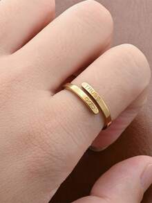 1pc Adjustable "TRUST GOD" Double Layer Ring, Unisex, Carved Cross Faith Over Fear Ring, Minimalist Design, Christmas, New Year, Valentine's Day Gift - Multicolor - View 10