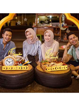 En Ramadan-brevkorg med stjärna och halvmåne, hållbar och lättmonterad matförvaringslåda, lämplig för Eid-fester, porslin, desserter, snacks och godisförvaring.