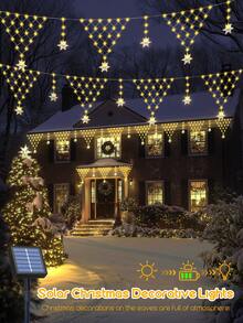 1 buah Lampu Segitiga Surya, Lampu Suasana Dekoratif Luar Ruangan LED, Lampu Batang Es Kepingan Salju Natal, Lampu String Peri Surya, 8 Mode, Putih Hangat/Warna Opsional, Cocok Untuk Dekorasi Taman, Teras Atap, Pesta Ulang Tahun dan Pesta Liburan, Lampu Strip Surya, Lampu String Surya (500mAh) - energi matahari - View 12