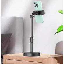 360° Rotatable Desktop Phone Holder, Multifunctional Phone Stand, Adjustable Height Telescopic Portable Phone Holder For Live Streaming, Suitable For Most Smartphones Compatible With IPhone, Android Phone, Gift For Birthday, Family, Friends Gifts Birthday Phone Accessories Strong Load-Bearing - Black - View 9