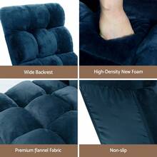 Artiss Floor Lounge Sofa Bed Flannel Fabric Navy - Blue - View 6