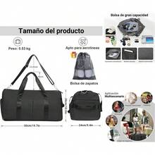 Bolsa de Deporte para Gimnasio Seca/Húmeda con Bolsillo Separado y Compartimento para Zapatos - Ideal para Viajes, Entrenamiento, Natación y Yoga, Unisex Adulto (Azul) - Azul - Ver 2