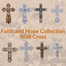 HAWTComfy Hour Faith And Hope Collection 12" White Handmade Antique Cross Art Wall Decor Vintage Style Resin - As Pic - View 6