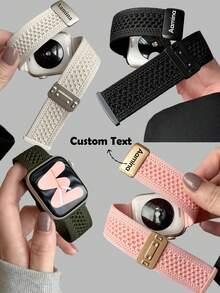 1pc Customizable Watch Band, Fashionable Breathable Nylon Woven Strap, Suitable For 49mm, 46mm, 45mm, 44mm, 42mm, 41mm, 40mm, 38mm; Magnetic Nylon Woven Watch Band, Suitable For 10/9/7/6/5/4/3/2/1, Adjustable - Valentine's Day And Mother's Day Gift, Personalized Customization, Birthday Surprise For Girlfriends - Multicolor - View 4