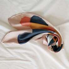 FONYVE Silk Feeling Scarf Medium Square Satin Head Scarf For Women 27.5 * 27.5 Inches - As Pic - View 4