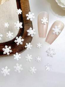 20/50PCS 3D Snowflake Nail Art Charms, Earrings & Hair Clips Set - Icy Aurora Effect