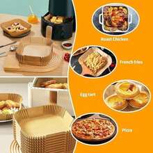 Forro de Papel Desechable para Freidora de Aire, 20-24 cm 100 Pack Revestimiento de Papel Desechable, Papel para Freidora de Aire Cuadrado para Freidora de Aire,Freidoras,Hornos,Microondas - / - Ver 7