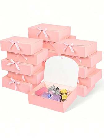 10 piezas - Caja de regalo rosa con tapa, 10.6*7.87*3.1 pulgadas Mejor caja de propuesta para el padrino, caja de regalo rosa de lujo con cinta para caja de regalo de boda, caja de regalo de cumpleaños, caja de regalo de fiesta, caja de regalo de Navidad, caja de regalo para dama de honor, caja de regalo de graduación, caja de regalo del Día de San Valentín