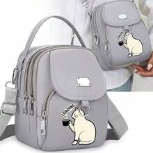 2D Flat Printing 1PC Ladies' Loading Cat Print Bags: Daily Minimalist Small Backpacks, Crossbody Bags, Handheld Bags, Casual Shoulder Bags; Unisex Shoulder Bags For Commuting & Sports; Daily Storage Bags. Note: The Print Position May Vary.223 - Grey - View 7