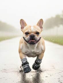 4件套狗狗猫咪防水鞋袜，宠物冬季靴，雨雪天狗狗靴，小型犬防滑防污幼犬鞋，黑色