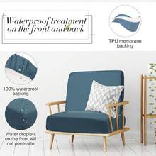 Newwiee 8Pcs Patio Cushion Covers Stretch Outdoor Cushion Cover Replacement For Patio Furniture Sofa Couch Slipcovers, Soft Flexibility Washable Furniture Protector(Waterproof Pure,Gray Blue),One-Size,GrayBlueWaterproofPure - 灰藍色防水純淨 - 查看 5