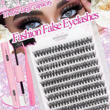 120 Pcs D Curl Fairy Lash Clusters 10-18mm Cartoon Lash Clusters D Curl DIY Eyelash Extension Moist Outward Point Anime Lashes Individual False Lash Cluster With Ultra Thin Invisible Lash Band For Manga Lash Look Lash Clusters, Eyelash Clusters, Individual Eyelashes, Lashes, Fake Lashes - màu đen - Xem 4