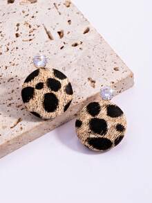 1 Pair Chic Leopard Print Round Earrings, Versatile & Casual - Multicolor 6 - View 2