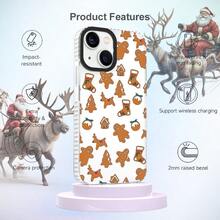 YFunda de telefono de Navidad compatible con iPhone 13 de TPU suave transparente + marco de camara negro funda protectora a prueba de golpes con patron de jengibre para hombre diseño de - Para iPhone 13 - Ver 2