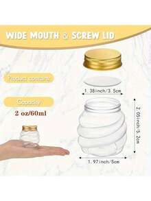 10pcs Honey Jars With Gold Lids - Wide Mouth Containers, Elegant Gold Caps, Suitable For Weddings, Parties, Christmas, Halloween, Easter, Thanksgiving - Great For Holding Honey, Candies, Spices, Jams, Gifts - Durable For Home, Business Use, Party Favors, Holiday Packaging, Reusable - Multicolor - View 8