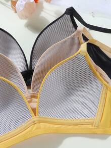 3PCS Teen Girl's Solid Color Triangle Cup Bra,Comfortable And Soft Supportive Bra, Suitable For Girls Aged 13-16. - Multicolor - View 4