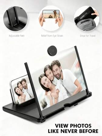 2026 Ny 3D HD-projektorskärm för mobiltelefoner | Lämplig för filmer, videor och spel. Denna skärmförstorare har en justerbar vinkeldesign och är lämplig för skrivbordsbruk. Svart, 10 tum.