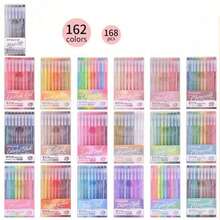 6支/9支装朗奇炫彩渐变色笔/荧光笔,0.5mm笔尖,透明笔杆,适用于绘画、标记、学生笔记、素描、手册制作、办公用途 - 彩色 - 查看 16