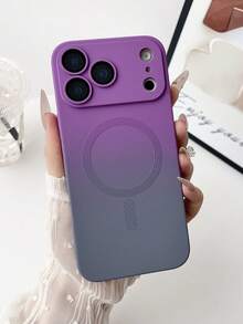 时尚渐变硅胶磨砂磁吸手机壳，圣诞礼物，冬季礼物 - 紫灰色 - 查看 1
