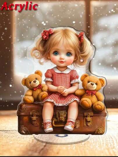 2D Rotating Acrylic Desktop Decor With Panda & Suitcase Design - Suitable For Office Relaxation, Best Valentine's Gift, Indoor/Outdoor Use, Office Decoration | Fun Design | Fine Craftsmanship, Panda Decor