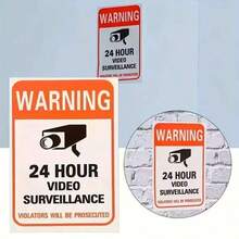 1/3/5/10pcs Camera System Warning Stickers, Visible Wall Decals, CCTV Monitoring Stickers For Public Areas And Home Security
