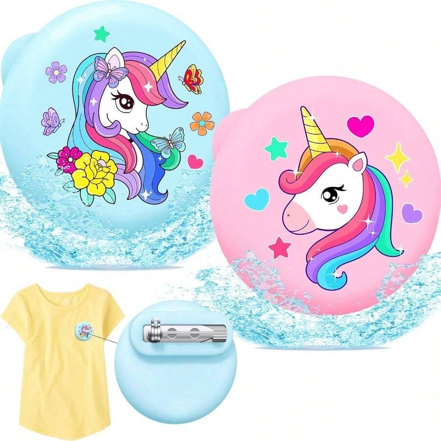 Waterproof Airtag Holder - 2 Pack, Tags Case With Pin Clothes, Luggage, Shoes, Backpack, Elderly Fully Hidden AirTag Tracker Case Blue Pink - Gói 2 Kỳ Lân - Xem 1