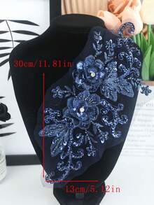 1件/包 多色可选 新款蕾丝网纱刺绣水钻亮片贴花，DIY服装配饰，婚纱装饰，长30厘米 x 宽13厘米 - 彩色 - 查看 25