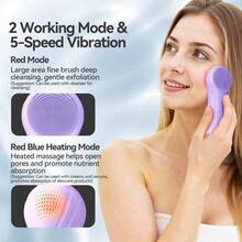 XAPY Facial Cleansing Br Silicone Face Scrubber With Heat And Bran 5 Eeds Of Rechargeable Electric Face Scrub Br For Men And Wen Deep Cleansing Eoliating And Mas Purple - Purple - View 4