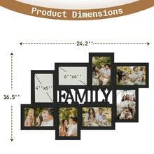 Jerry & Maggie Modern 8-Opening Family Photo Frame Set | Chic Black Wall Decor Collage Frames Fit 4x6 & 6x4 Photos, Perfect For Living Room/Bedroom Home Decor, Christmas Gift - 黑色 - 查看 5