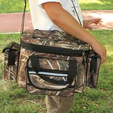 Large Capacity One Shoulder Crossbody Fishing Tackle Bag, Outdoor Sports Fishing Bag, Camouflage/Black
