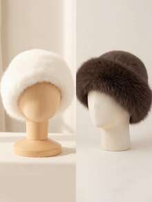 1pc/2pcs/5pcs Cute Multifunctional Stretchable Fluffy Soft Cozy Infant/Toddler Mongolian Hat Set, Suitable For Daily Wear All Seasons - Multicolor - View 8