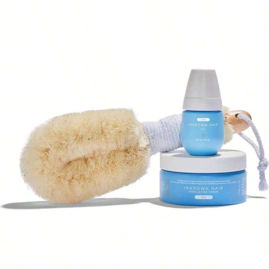 Bushbalm Ingrown Hair And Razor Bumps 2 Step Routine - Moisturize And Soothe - Nude Ingrown Hair Oil (30 Ml), Nude Exfoliating Scrub (236 Ml) - Nude - ColorB - View 1