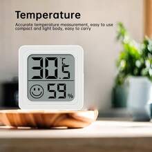 6 pièces Hygromètre thermomètre numérique noir moderne - Moniteur de pièce avec visage souriant, convient pour la maison, le bureau et la chambre | Thermomètre et hygromètre précis avec affichage facile à lire - Multicolore - Voir 6