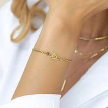 1Pc Custom Name Bracelet With Birthstone, Personalized Gold Bracelet For Women, Minimalist Jewelry, Custom Gift For Her Christmas Gift - Multicolor - View 3