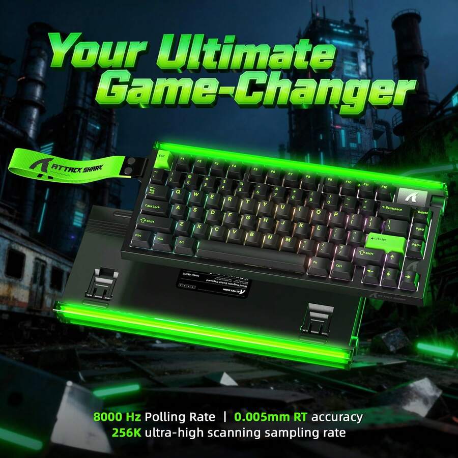 ATTACK SHARK R85 HE 75% Magnetic Wired Gaming Keyboard, 8KHz Polling Rate, Fast Actuation, 0.005ms RT Accuracy, Customizable Hot-Swappable Switches, Web-Based Driver, Suitable For Gamers/PC Windows - Multicolor - View 1