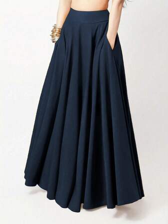 Falda casual de unicolor para mujer, verano